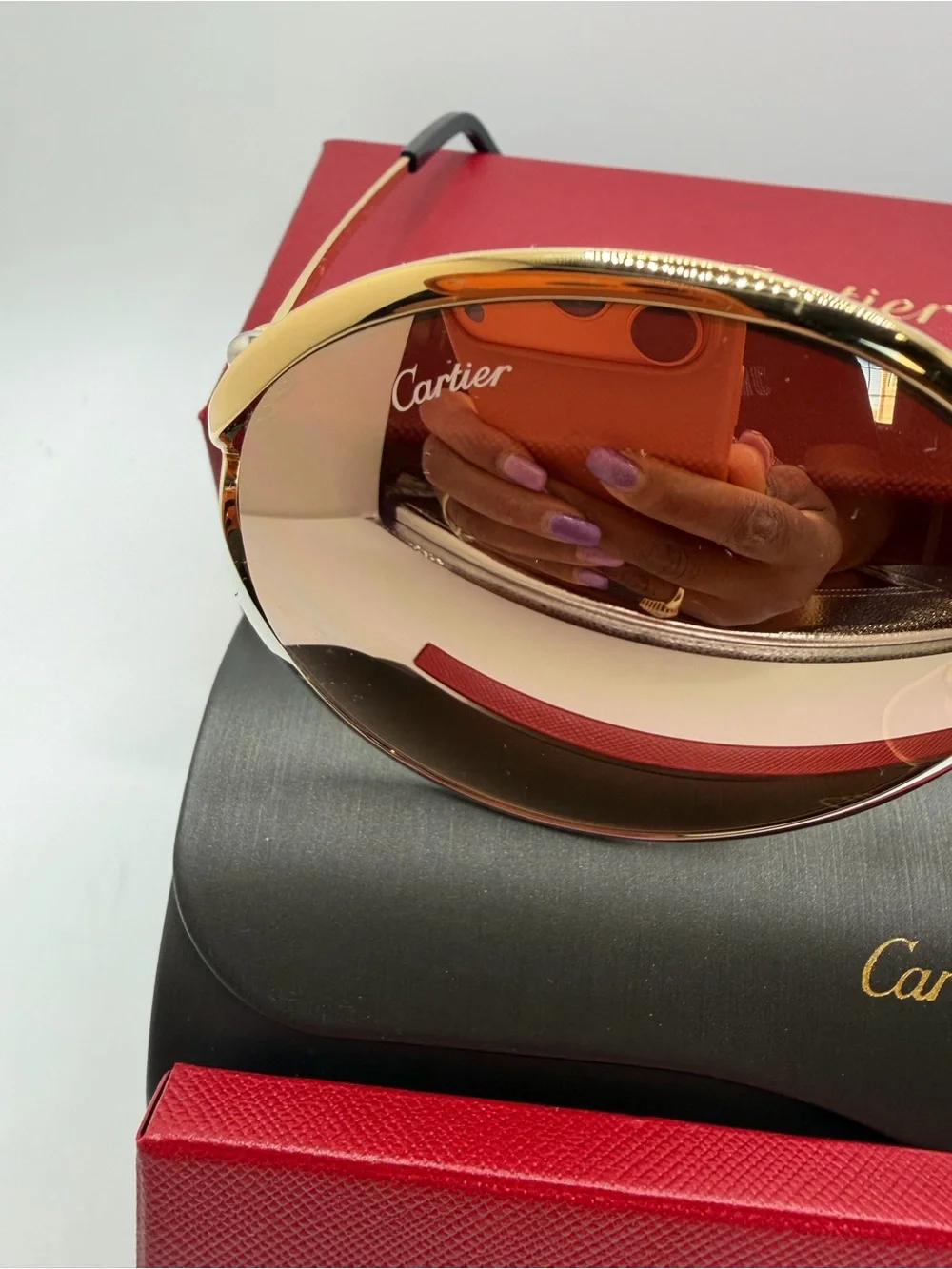 Cartier Gold Frame Sunglasses with Reflective Tinted Lenses